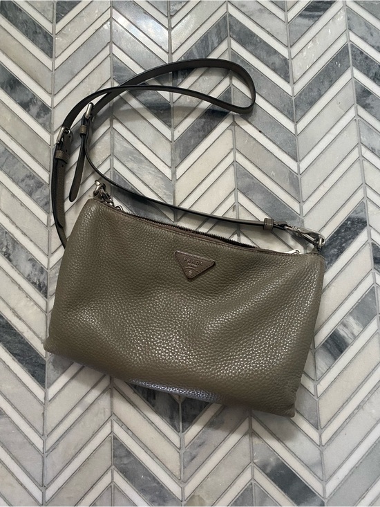 Prada Handbags - Prada Olive Pebbled Leather Crossbody with Adjustable Strap